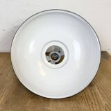 Lampe à suspension industrielle en émail vert, années 1960