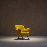 Vintage yellow velvet armchair, France 1960s