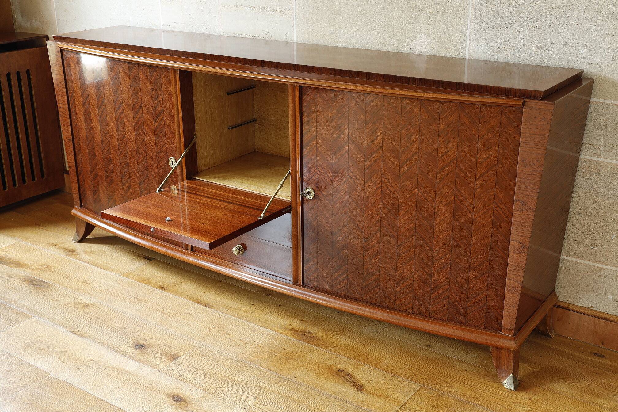 Rosewood and rosewood sideboard in the style of Jules Leleu
