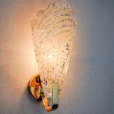 Frosted leaf wall lamp, Murano glass, Italy, 1970