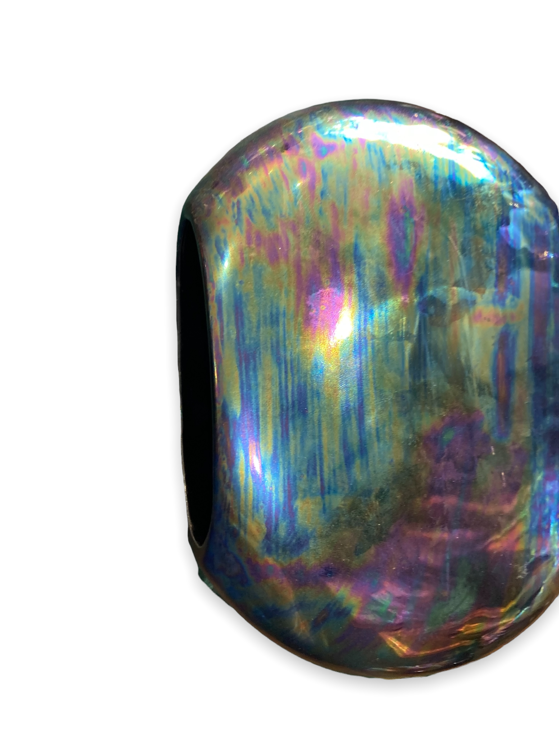 Round iridescent ceramic vase