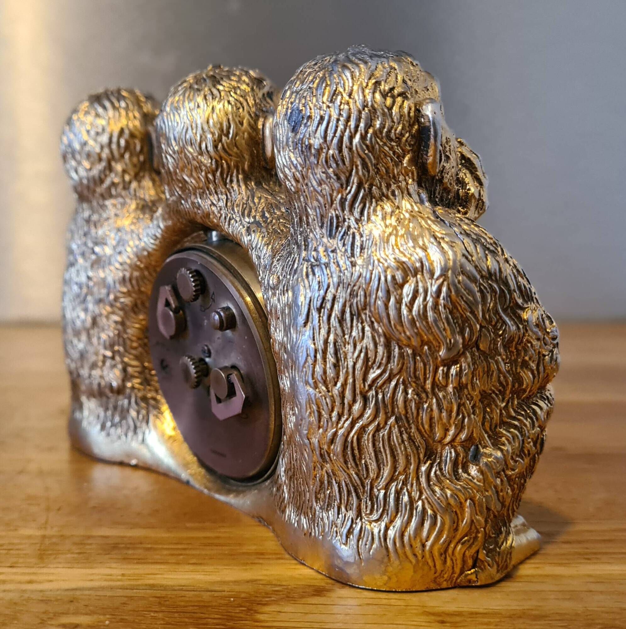 Clock / alarm clock vintage lancel model "the three monkeys of wisdom" very rare!