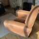 Bradford club armchair in full-grain cowhide leather, tawny colour.
