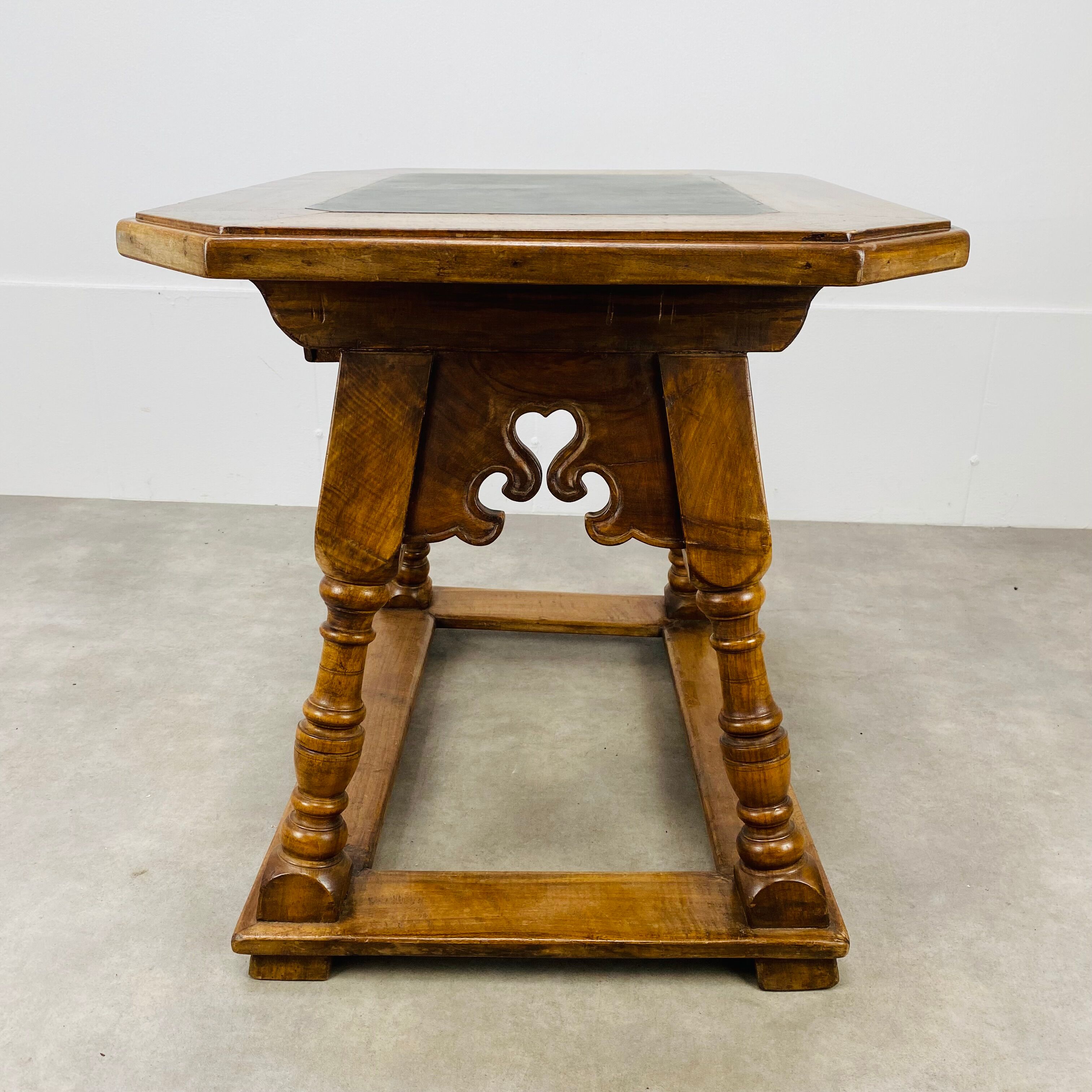 Swiss wood and slate money changer table