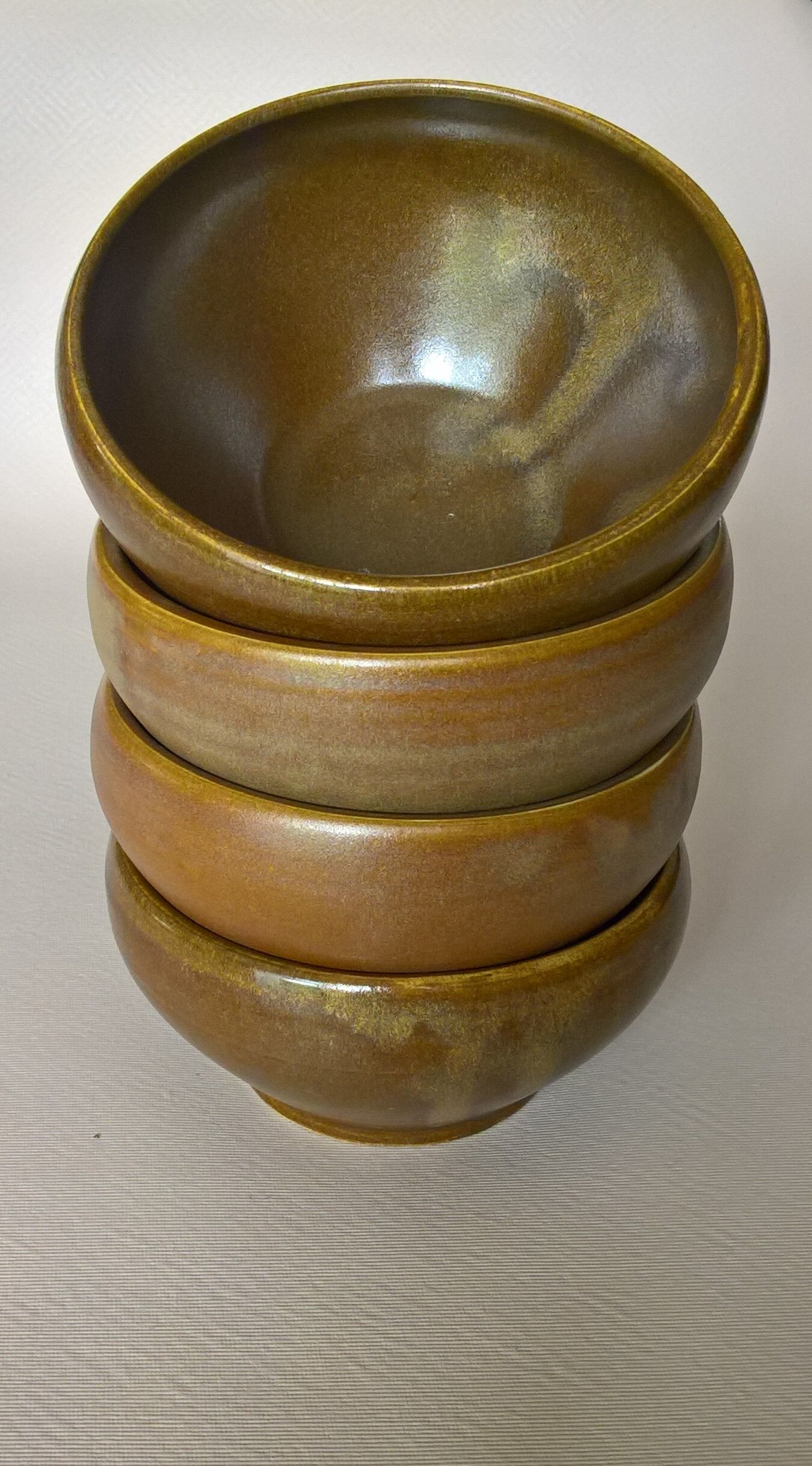 Four Digoin golden sandstone bowls