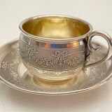 Silver Cup and Saucer | 20th Century | Ribbon and Flower Garland