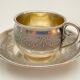 Silver Cup and Saucer | 20th Century | Ribbon and Flower Garland