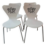 Set of 4 Keith Haring chairs by Arne Jacobsen for Firtz Hansen