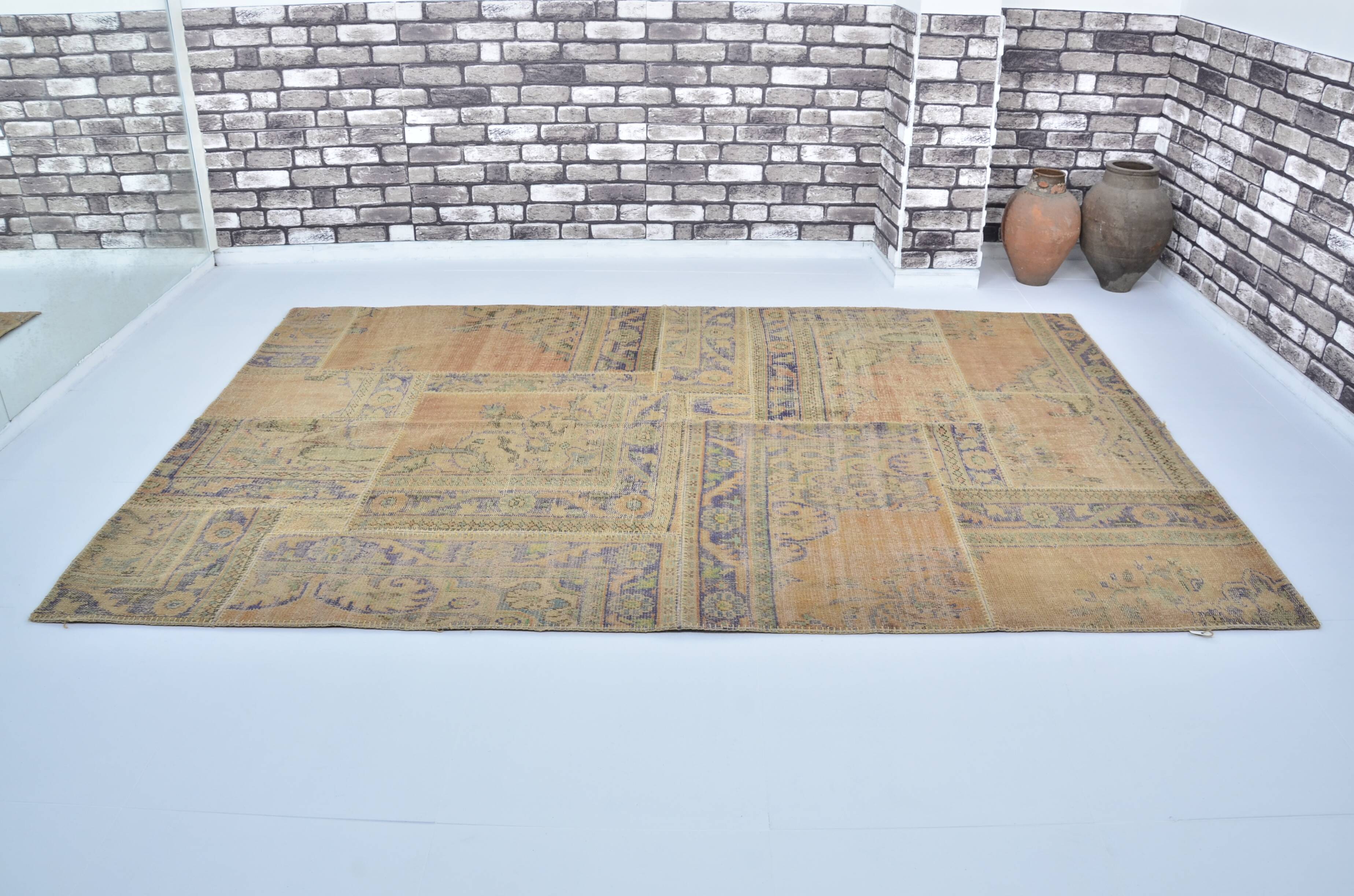 Beige Handknotted Vintage Floor Rug sku 3042