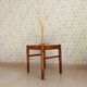 Vintage straw stool in cherry wood 70s/80s