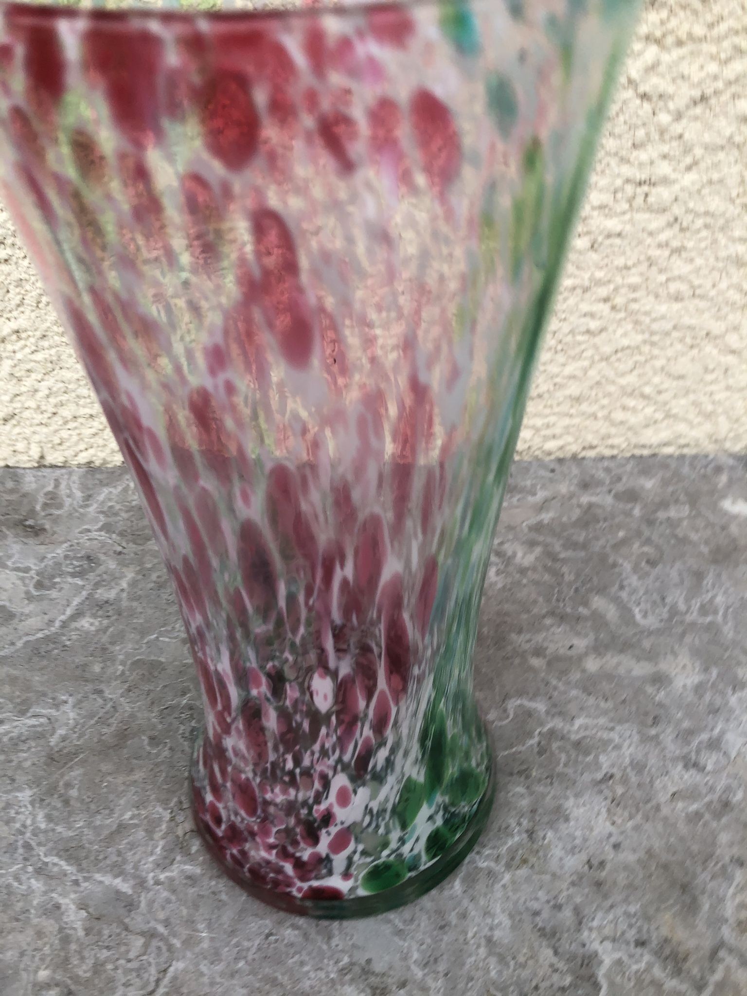 Large glass vase manufactured in Clichy around 1920 . Blown with cane