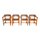 Rainer Daumiller Dining Chairs in Pine and Paper Cord, 1970s