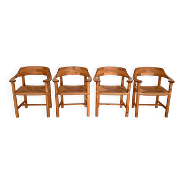 Chaises de salle à manger Rainer Daumiller en pin et corde de papier, 1970s