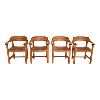Rainer Daumiller Dining Chairs in Pine and Paper Cord, 1970s