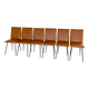 Set of 6 brown skaï chairs and black metal, 1960
