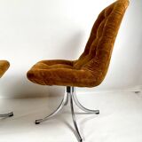 Pair of  chairs - 1970´s - chrome and brown velvet