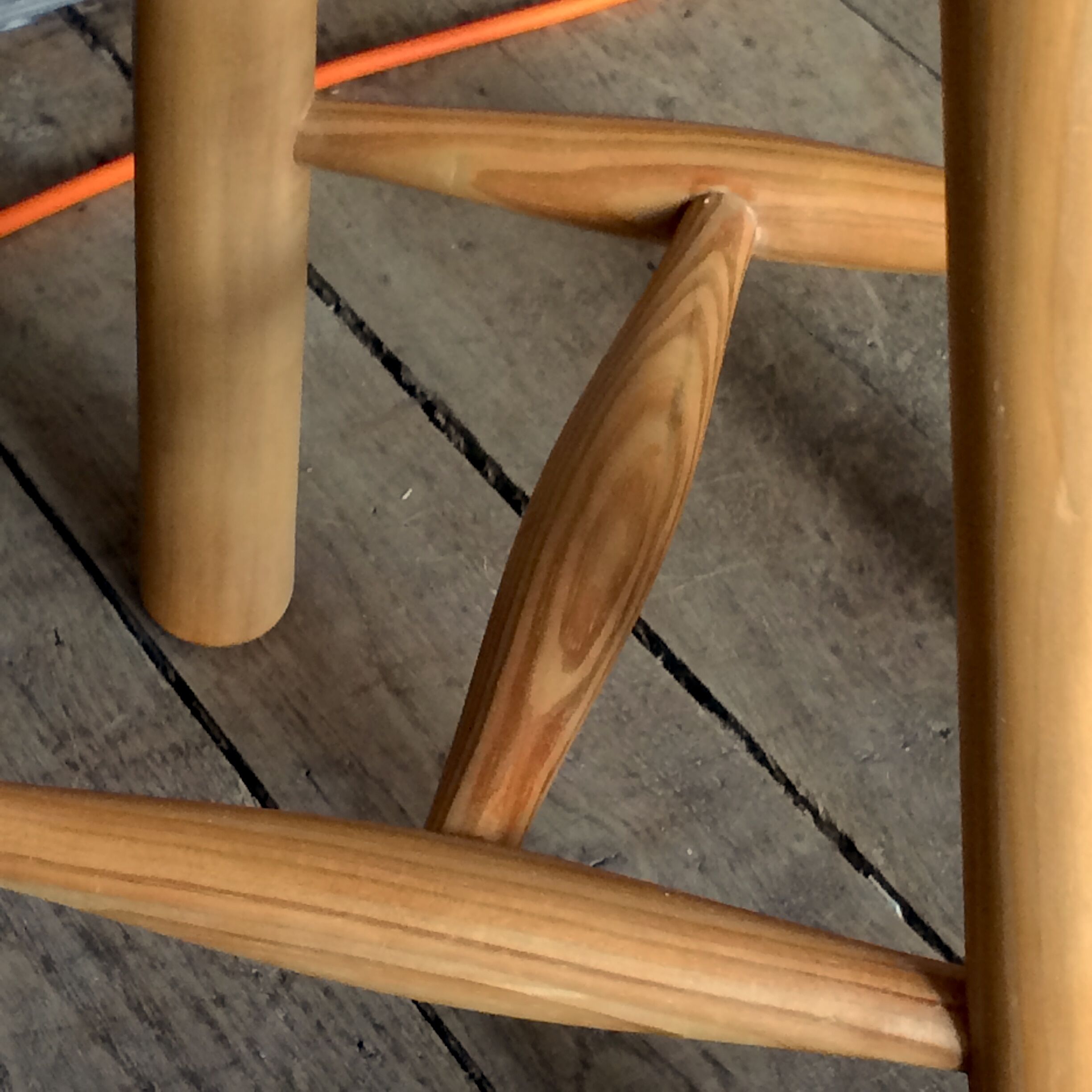 Alpine-style waxed wooden tabouret