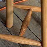 Alpine-style waxed wooden tabouret