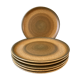 Set of 6 Lonchamp flat plates in hand-painted sandstone