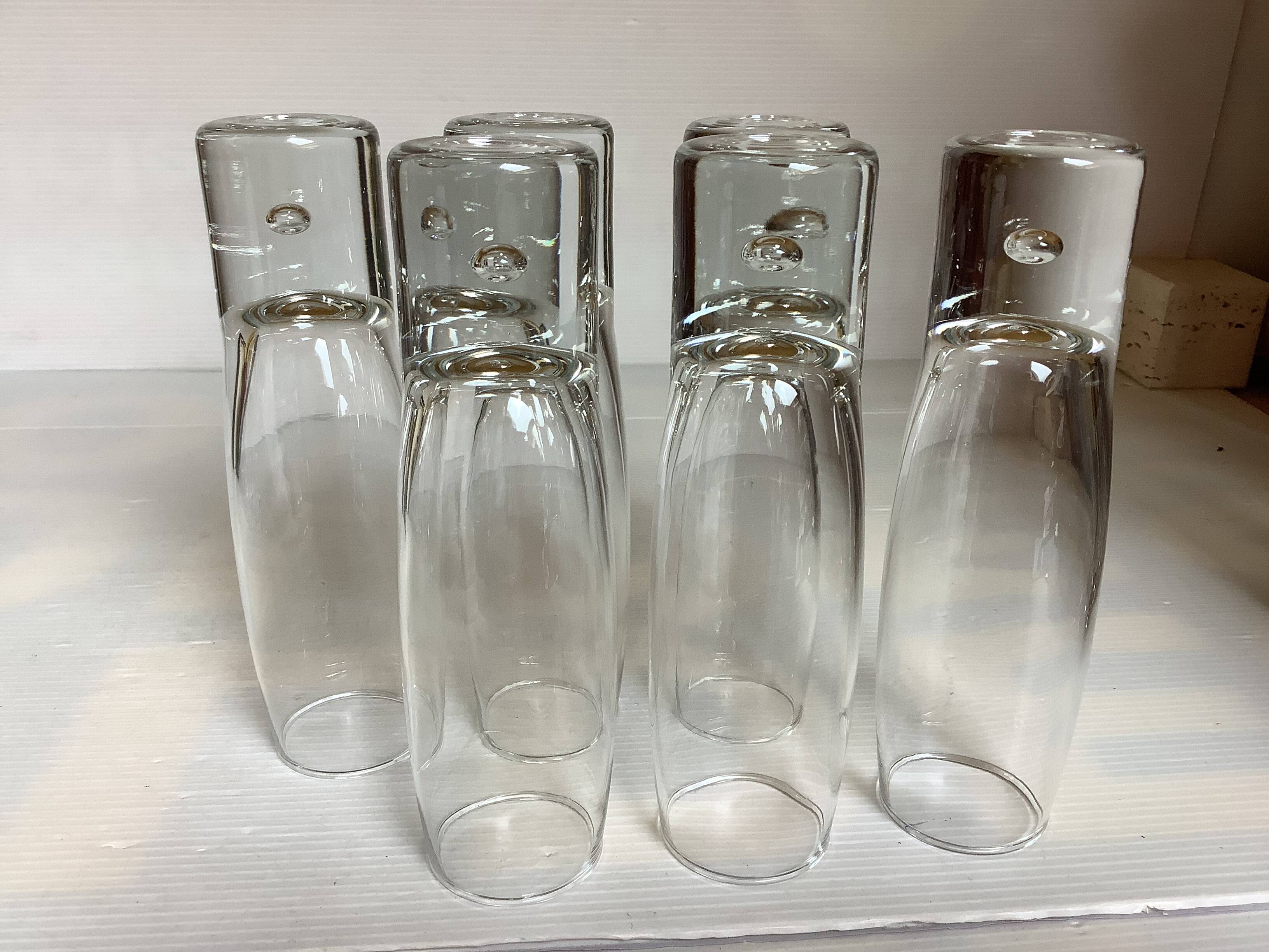 6 bubble flutes with a foot in the Kosta Boda style
