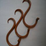 Set of five turned wooden wall hooks Thonet classic country decoration