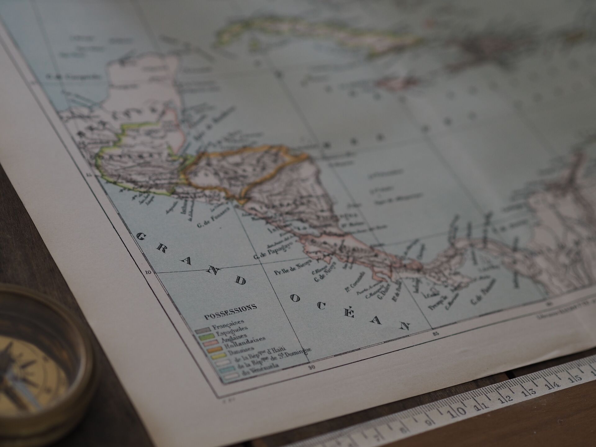 The Antilles, old map 1887 – Vintage geographical map.