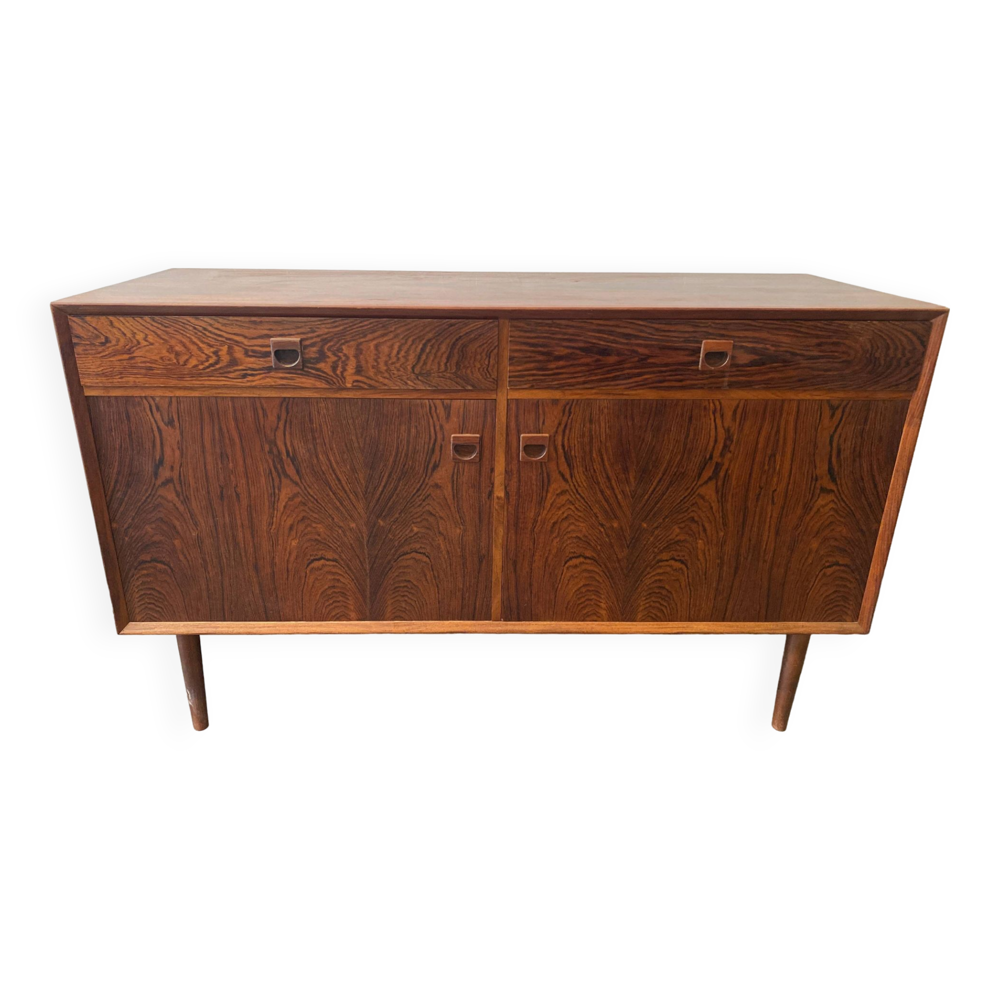 Scandinavian rosewood sideboard with 2 drawers by Eric Brouer for Mobelfabrik 1970