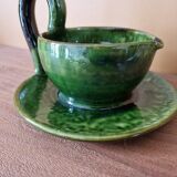 Aegitna in Vallauris - Sauceboat and its supporting saucer in enamelled earthenware