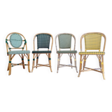 Rattan and scoubidou bistro chairs - green