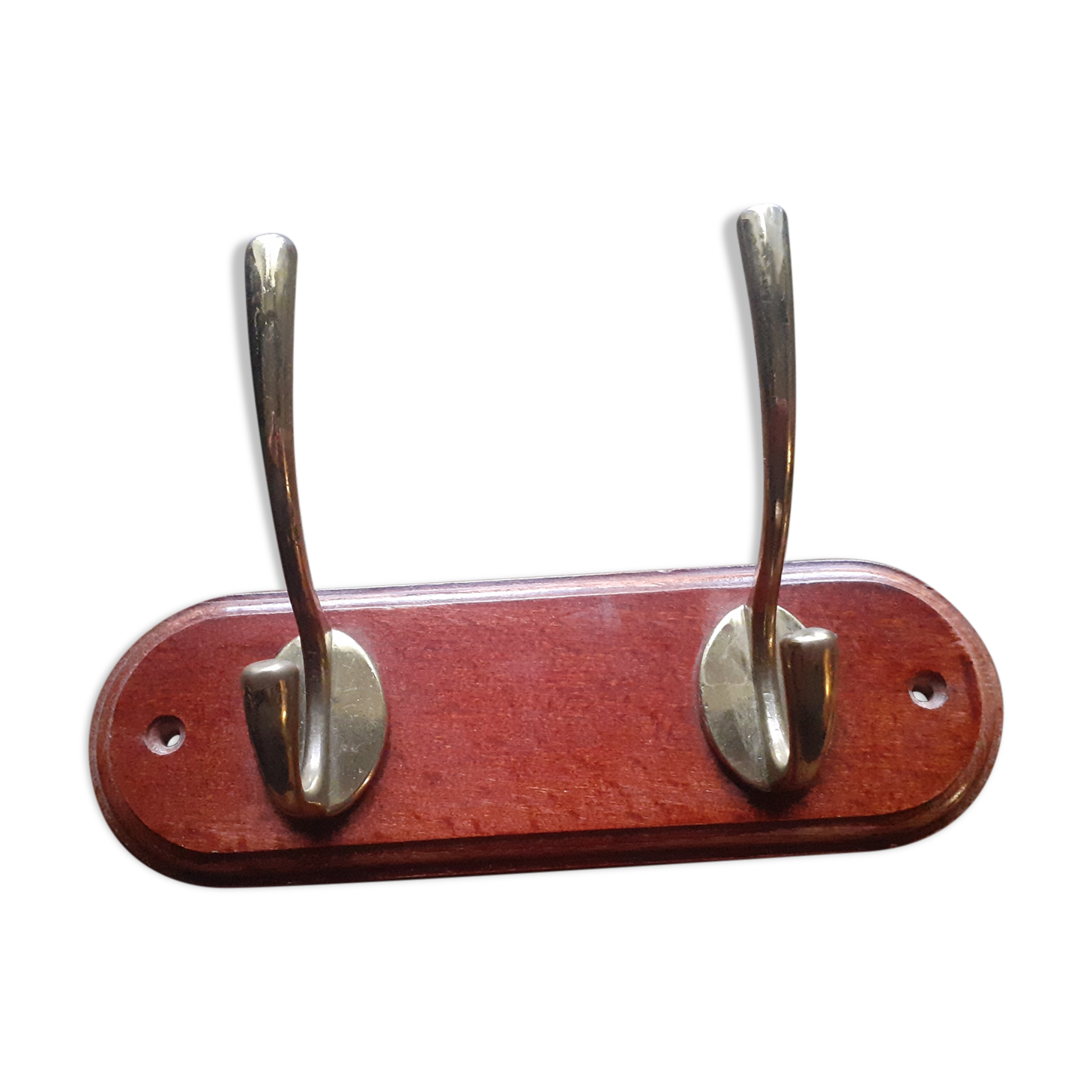 Hook 2 hooks wood and brass