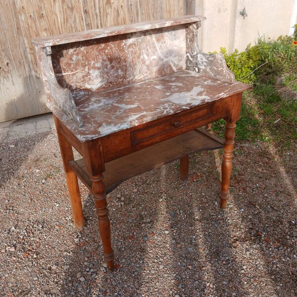 Coiffeuse en bois et marbre