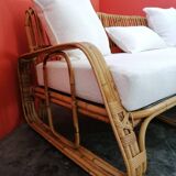 Mid-Century Rattan and Bamboo Canapé, Italy, 1960s