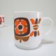 Three mugs and two cups decoration flowers design Jean-Charles Meunier 70s