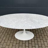 Original Knoll Tulip oval dining table (198cm) Carrara marble