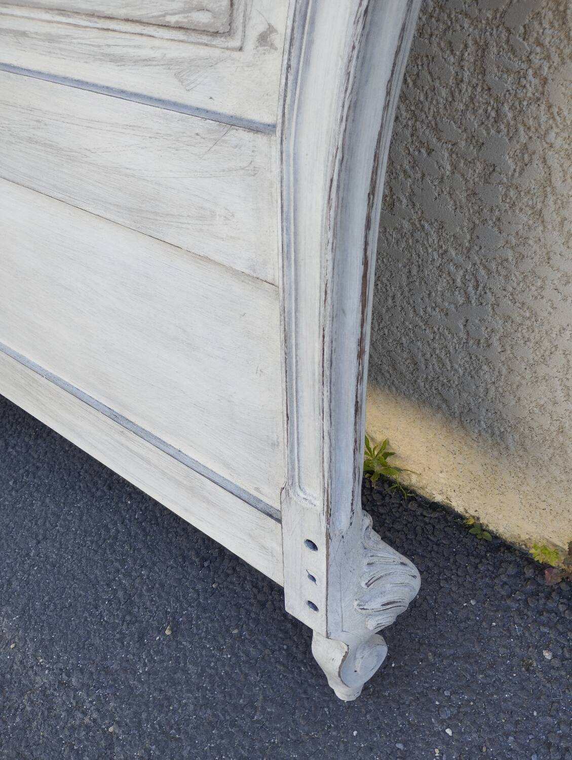 Louis xv style headboard with shabby chic patina