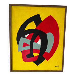 Tableau abstrait signé