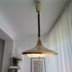 1960s mid century cream metal and crystal pull down large hanging lamp