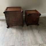 Caches-pots vintage en bois et cannage