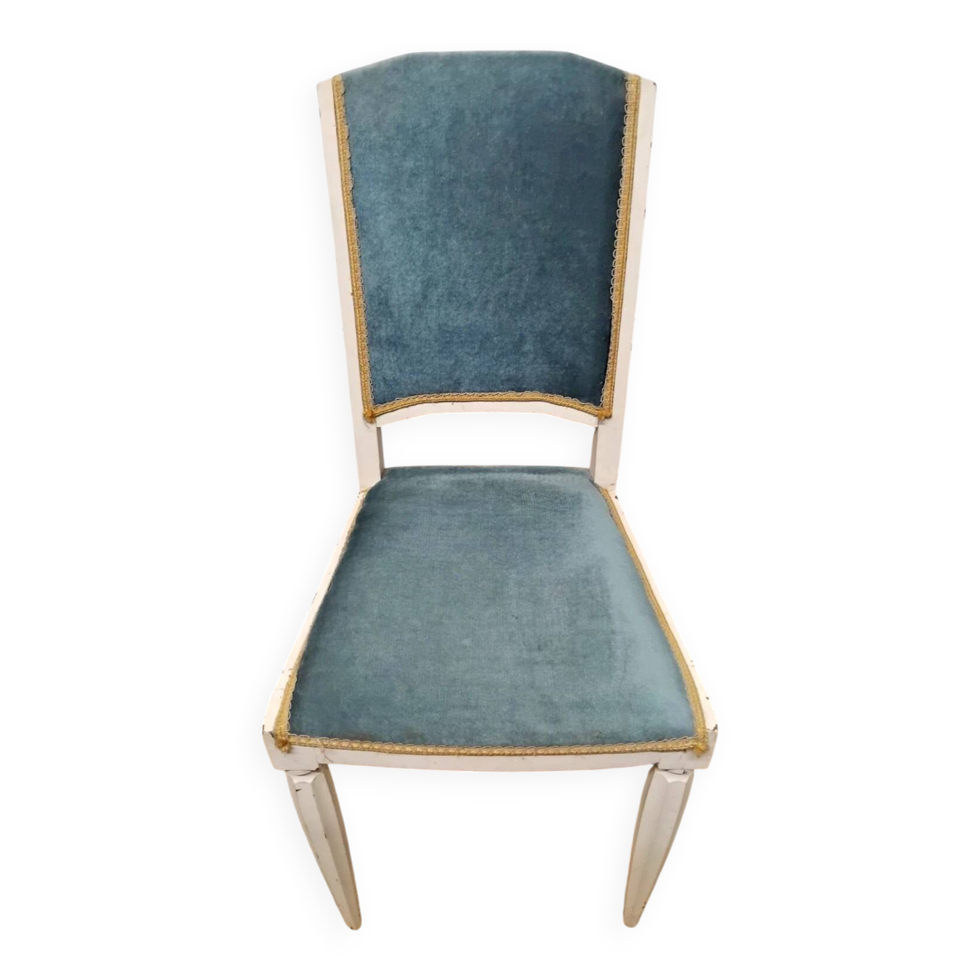 Chaise Style Louis XVI En bois Et Velours Bleu