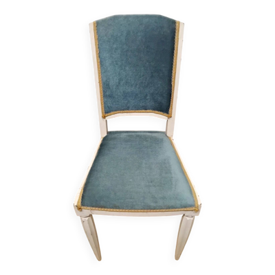Chaise Style Louis XVI En bois Et Velours Bleu