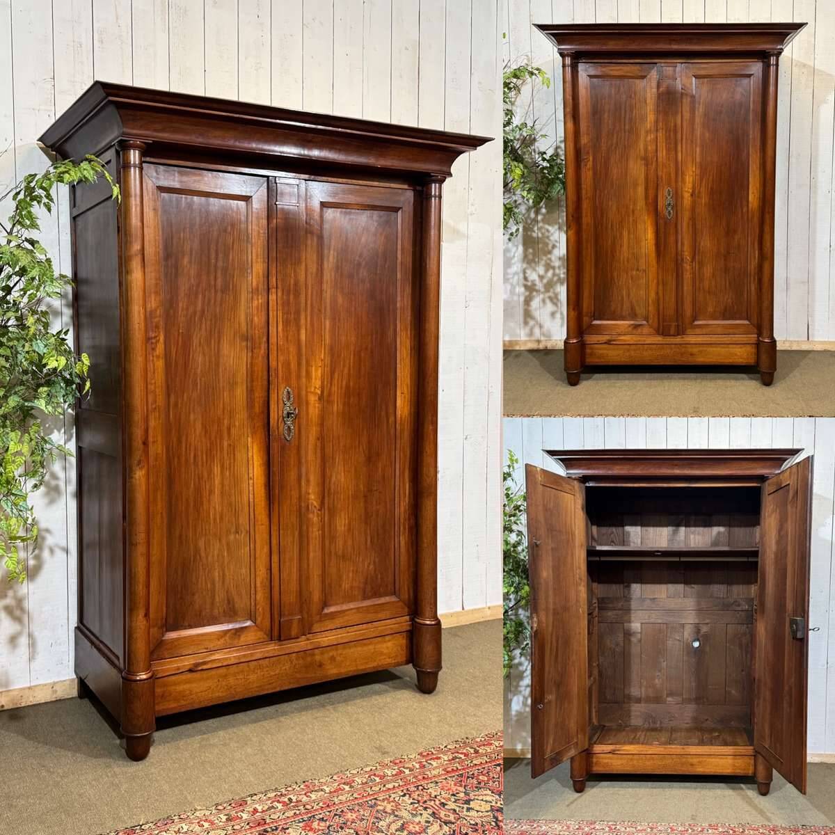 Armoire penderie Empire en merisier XIXème