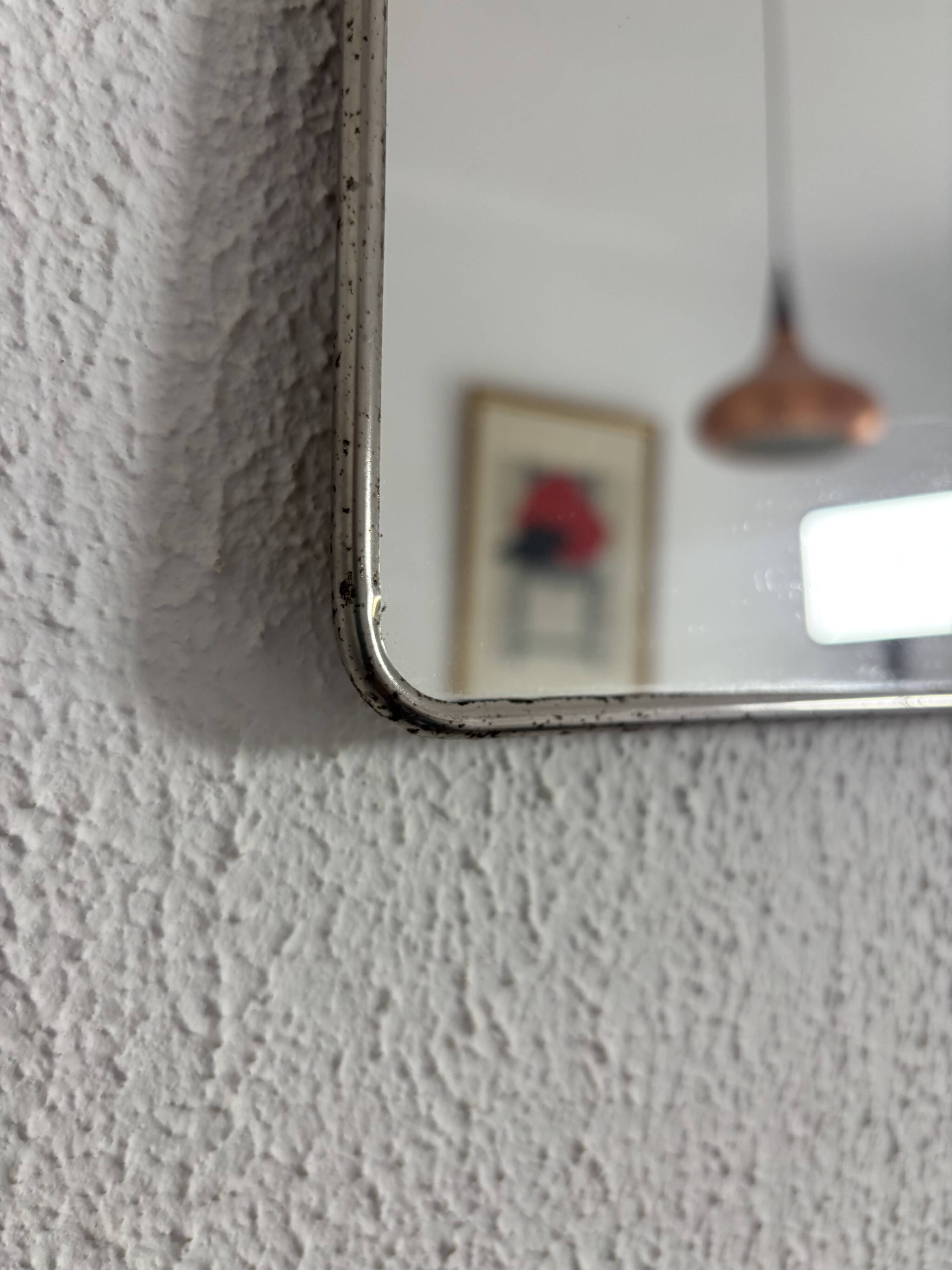 Miroir vintage 1960 barbier coiffeur carton chainette - 29 x 23 cm