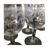 Product BHV Series of 6 glasses chiseled mid-XXth.