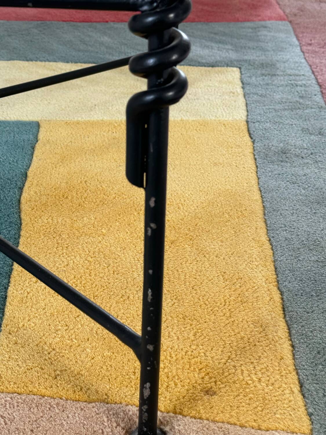 Large wrought iron and glass coffee table by Jacques Ducru