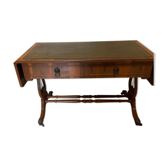Coffee table with wheels and leather top