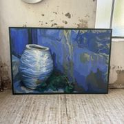 Peinture XL jarre bleue Saunière Audouze