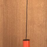 Pair of Lita metal orange pendant lights from the 70s Space Age.