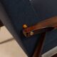 Vintage armchair natural wool blue marin modern design by H.Lis