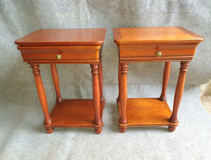 2 bedside tables in stained wood