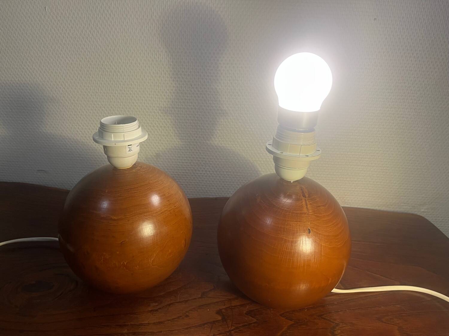 Pair of vintage IMT solid wood lamp bases